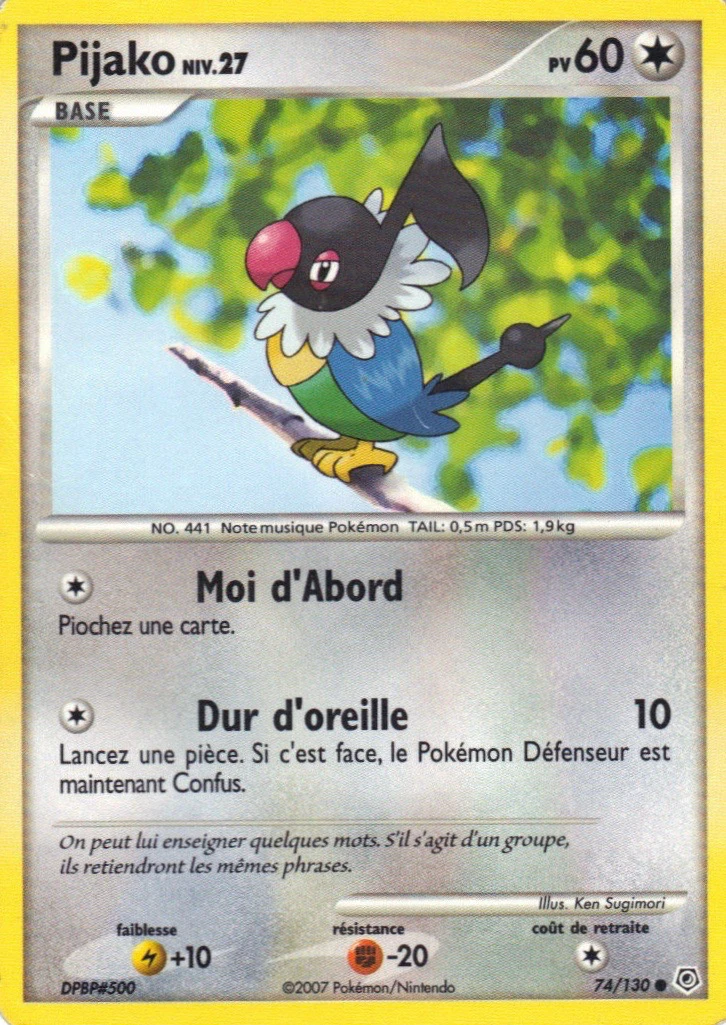 Carte Pokémon Pijako de l'extension Diamant & Perle