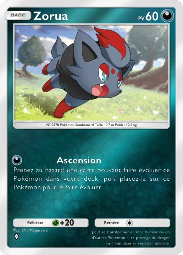 Carte Pokémon Zorua de l'extension Booster de Luxe Méga
