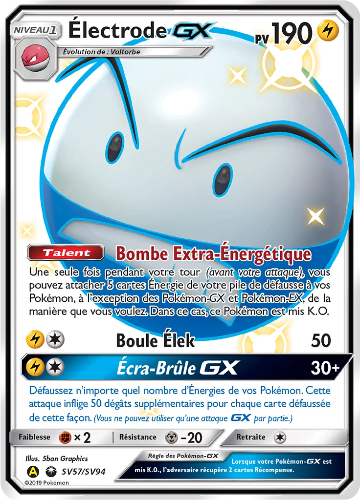 Carte Pokémon Électrode-GX de l'extension Destinées Occultes