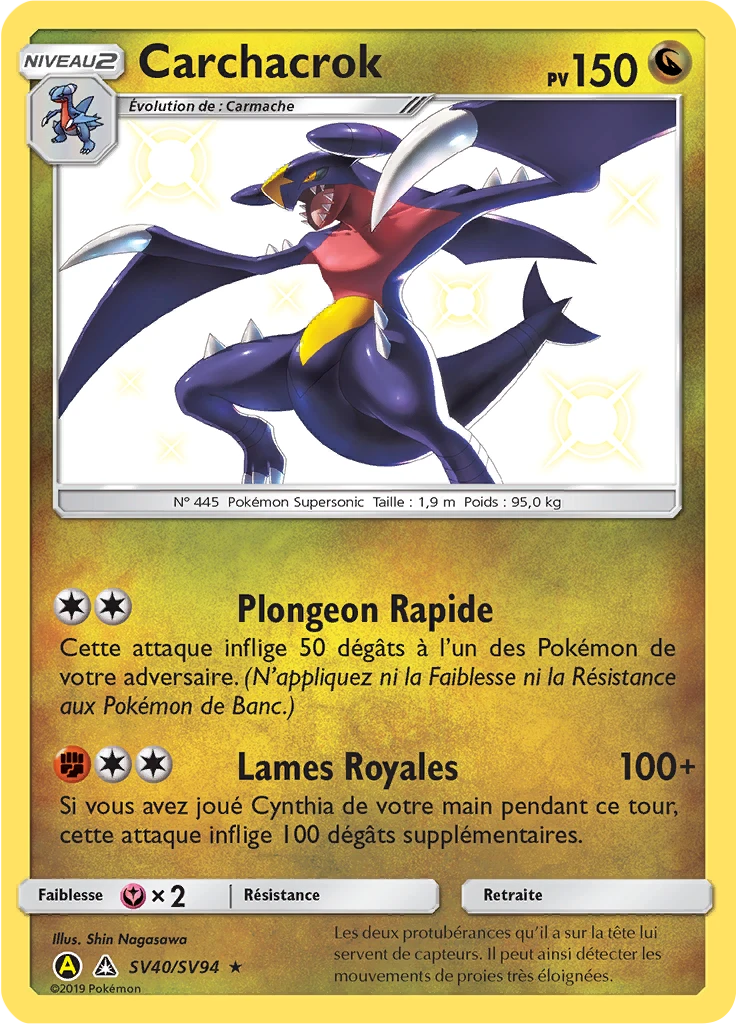 Carte Pokémon Carchacrok de l'extension Destinées Occultes
