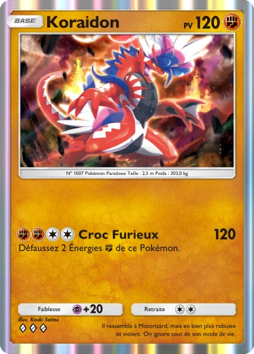 Carte Pokémon Koraidon de l'extension Merveilles de Paldea