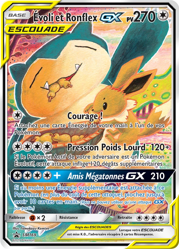 Carte Pokémon Évoli et Ronflex GX de l'extension Promo SM