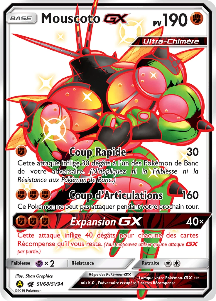 Carte Pokémon Mouscoto-GX de l'extension Destinées Occultes
