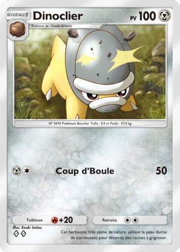 Carte Pokémon Dinoclier de l'extension Choc Spatio-Temporel