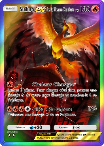 Carte Pokémon Sulfura-ex de la Team Rocket de l'extension L'Ambition de la Team Rocket