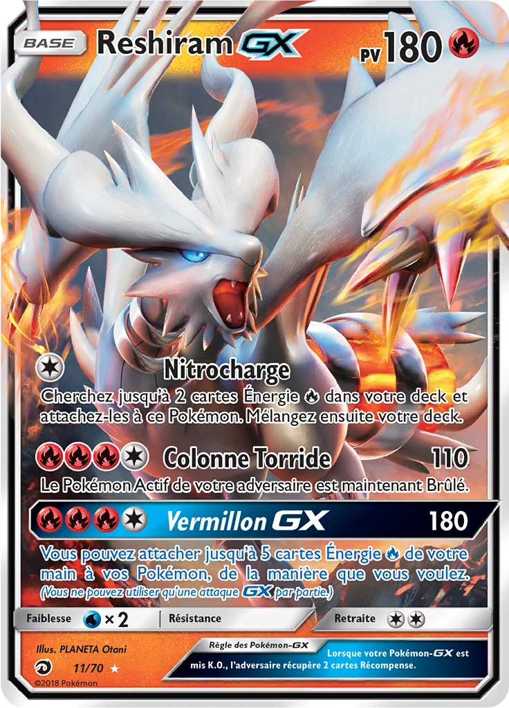Carte Pokémon Reshiram GX de l'extension Majesté Des Dragons