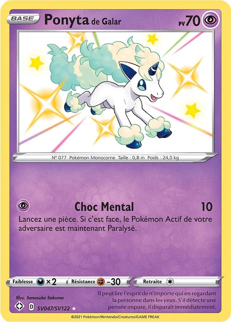 Carte Pokémon Ponyta de Galar de l'extension Destinées Radieuses