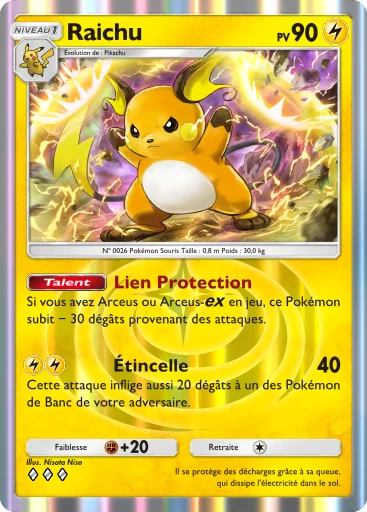 Carte Pokémon Raichu de l'extension Lumière Triomphale