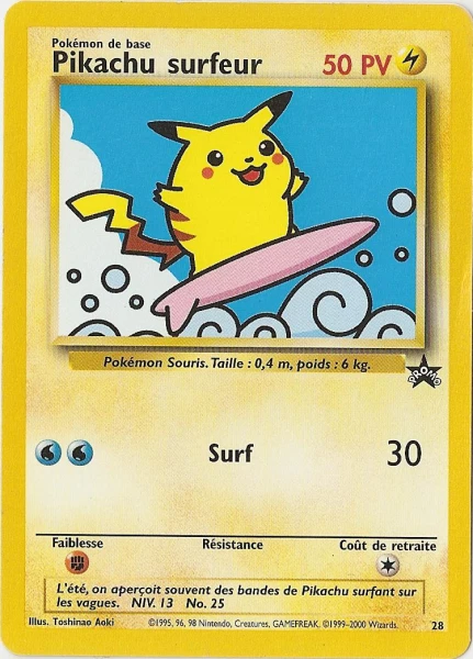 Carte Pokémon Pikachu surfeur de l'extension Wizards Black Star Promos