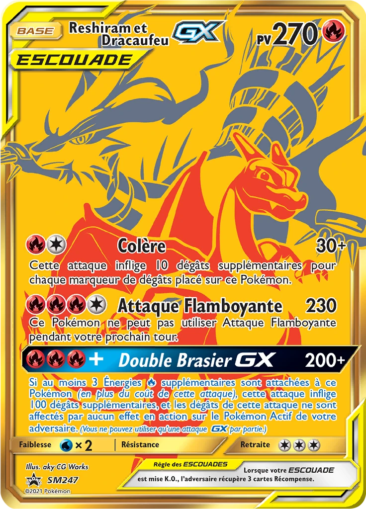 Carte Pokémon Reshiram et Dracaufeu GX de l'extension Promo SM