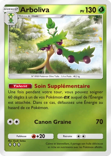 Carte Pokémon Arboliva de l'extension Booster de Luxe Méga