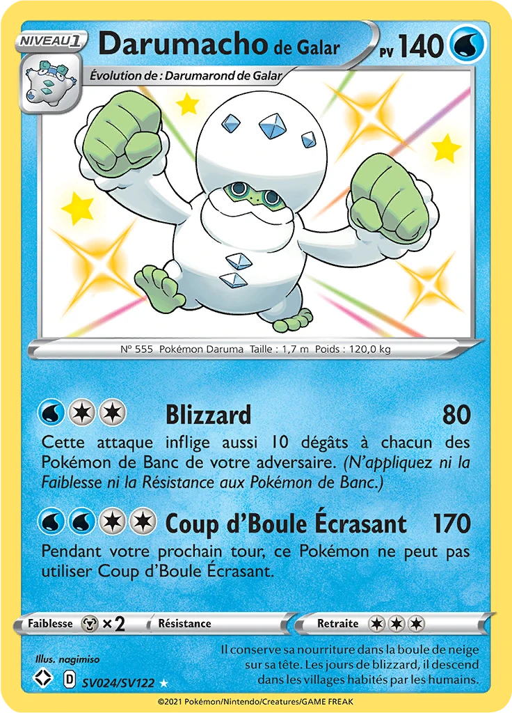 Carte Pokémon Darumacho de Galar de l'extension Destinées Radieuses