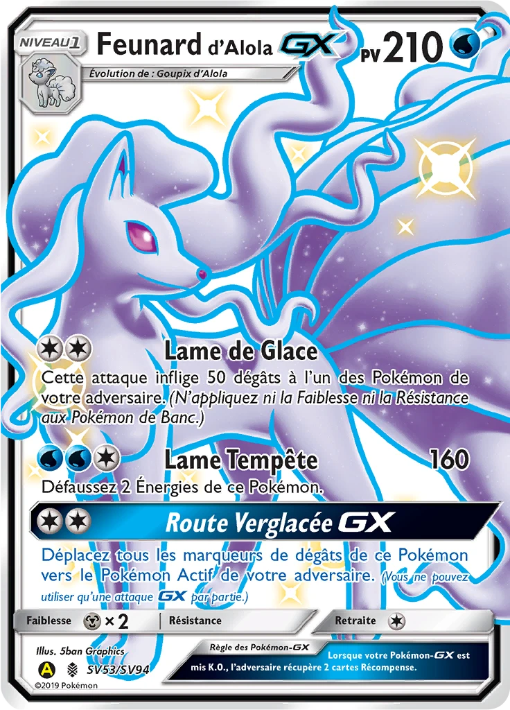 Carte Pokémon Feunard d’Alola-GX de l'extension Destinées Occultes