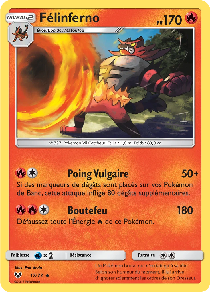 Carte Pokémon Félinferno de l'extension Légendes Brillantes