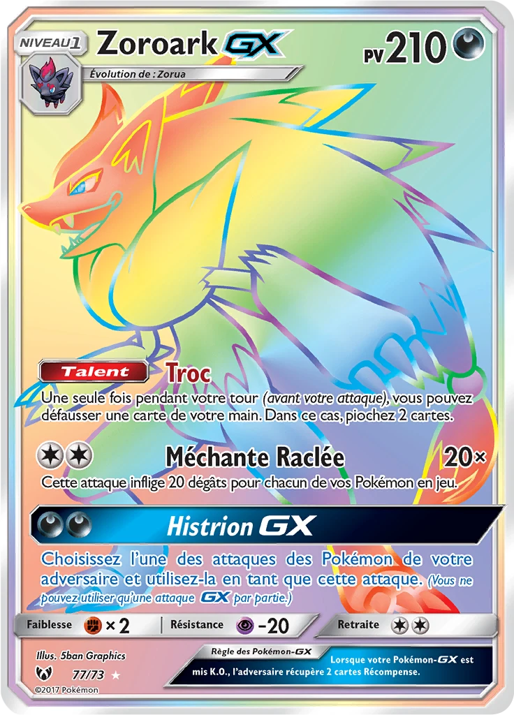 Carte Pokémon Zoroark GX de l'extension Légendes Brillantes