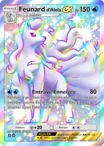 Carte Pokémon Feunard d'Alola-ex de l'extension Domination Céleste