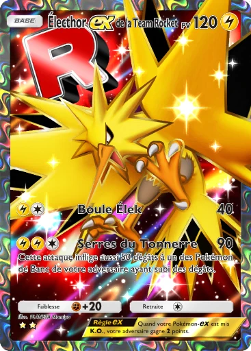 Carte Pokémon Électhor-ex de la Team Rocket de l'extension L'Ambition de la Team Rocket
