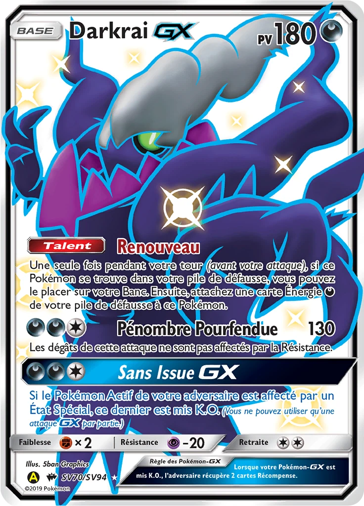 Carte Pokémon Darkrai-GX de l'extension Destinées Occultes