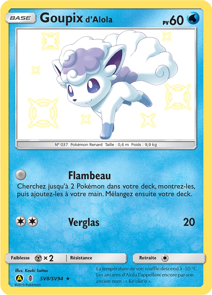 Carte Pokémon Goupix d’Alola de l'extension Destinées Occultes