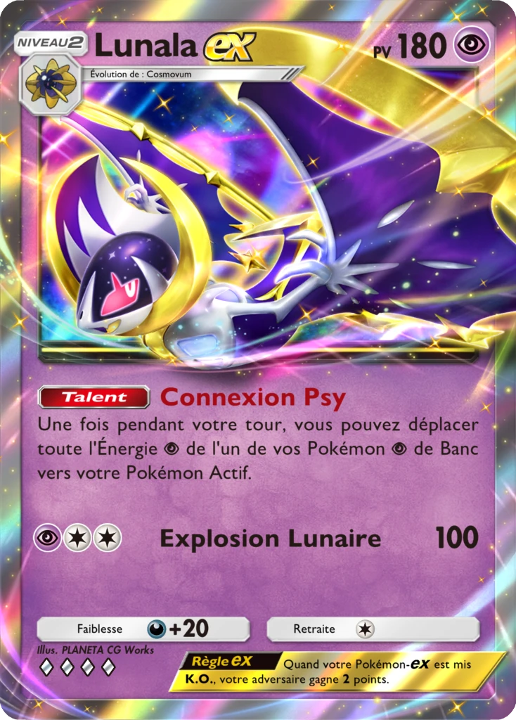 Carte Pokémon Lunala-ex de l'extension Booster de Luxe ex