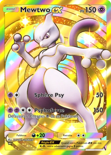Carte Pokémon Mewtwo-ex de l'extension Puissance Génétique