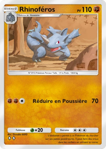 Carte Pokémon Rhinoféros de l'extension Choc Spatio-Temporel