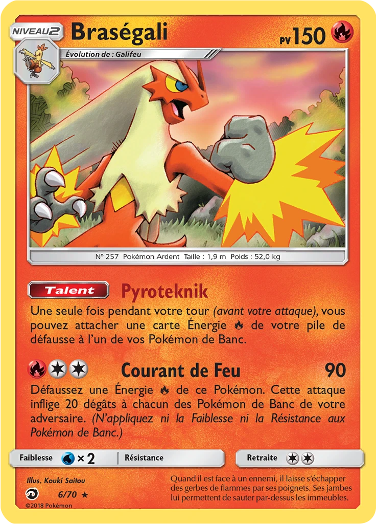 Carte Pokémon Braségali de l'extension Majesté Des Dragons