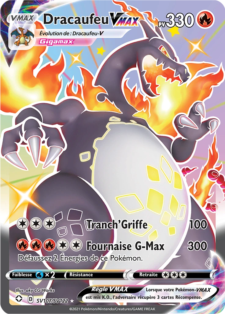 Carte Pokémon Dracaufeu VMAX de l'extension Destinées Radieuses