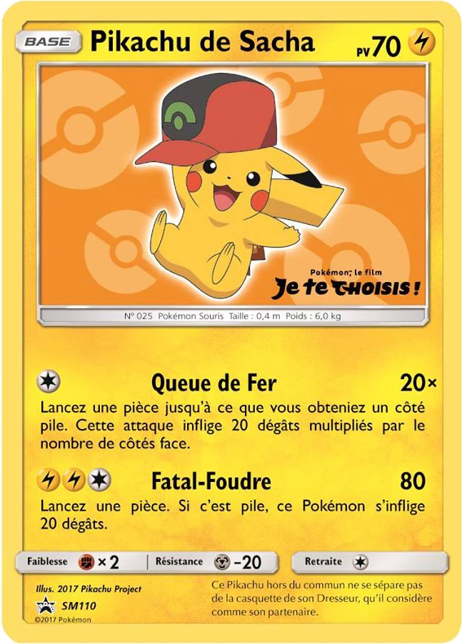 Carte Pokémon Pikachu de Sacha de l'extension Promo SM
