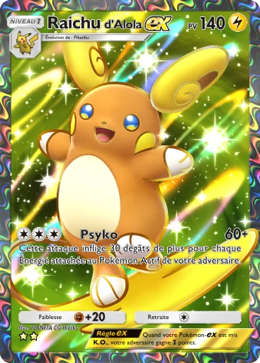 Carte Pokémon Raichu d'Alola-ex de l'extension Gardiens Astraux