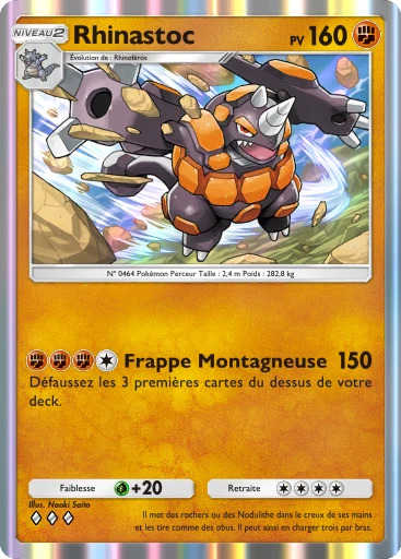 Carte Pokémon Rhinastoc de l'extension Choc Spatio-Temporel