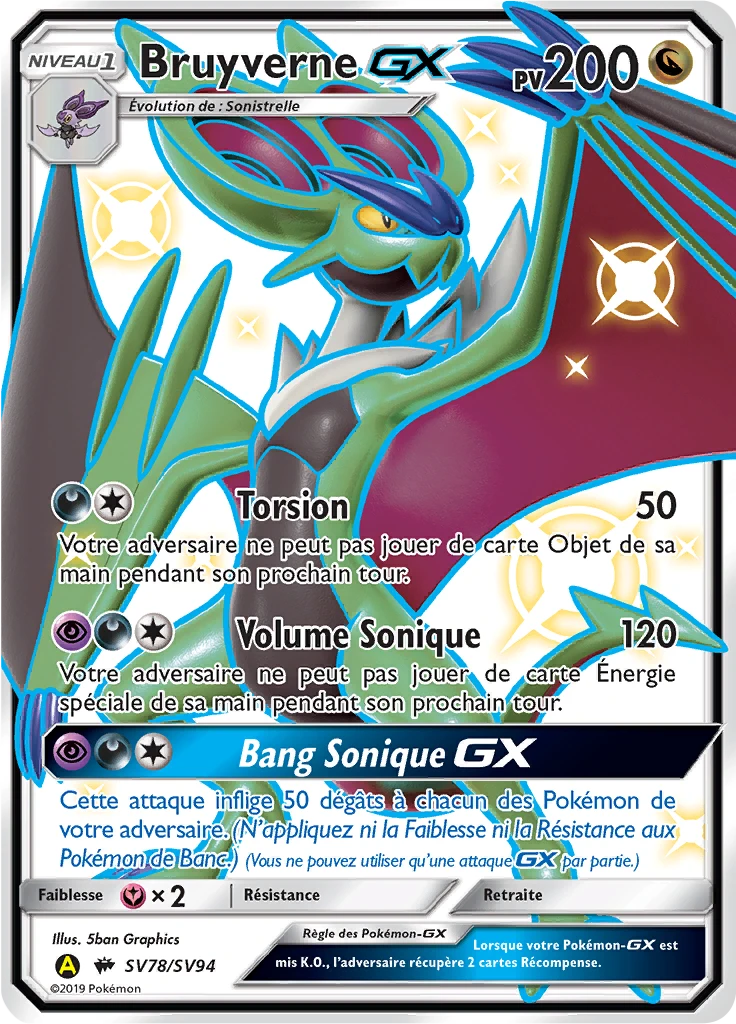 Carte Pokémon Bruyverne-GX de l'extension Destinées Occultes