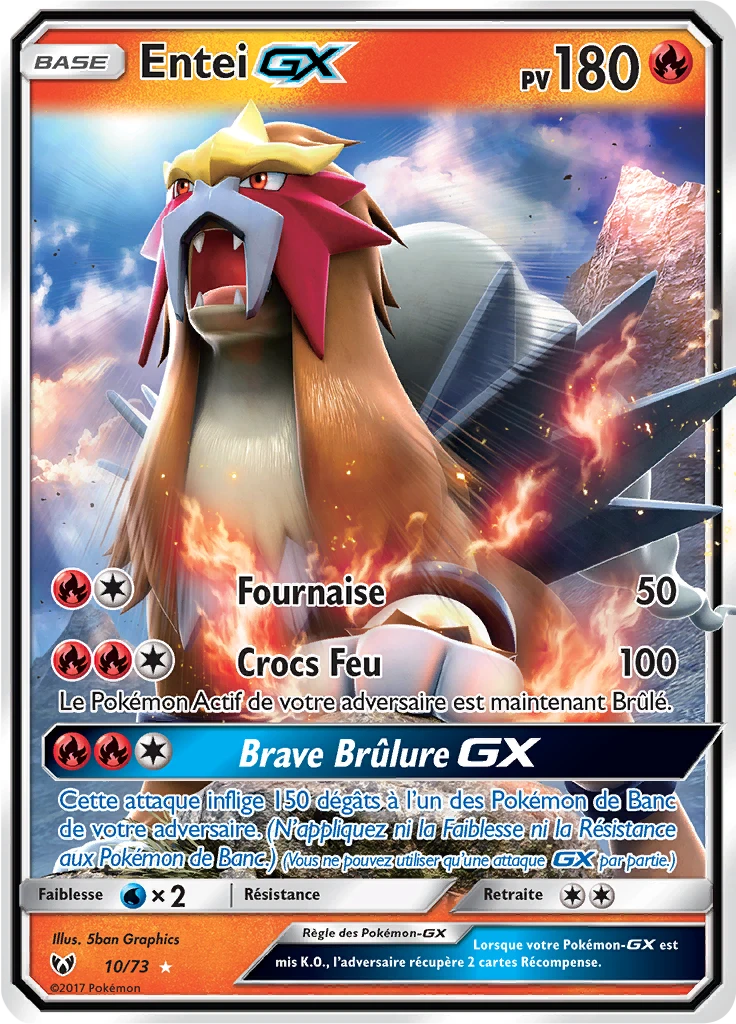 Carte Pokémon Entei GX de l'extension Légendes Brillantes