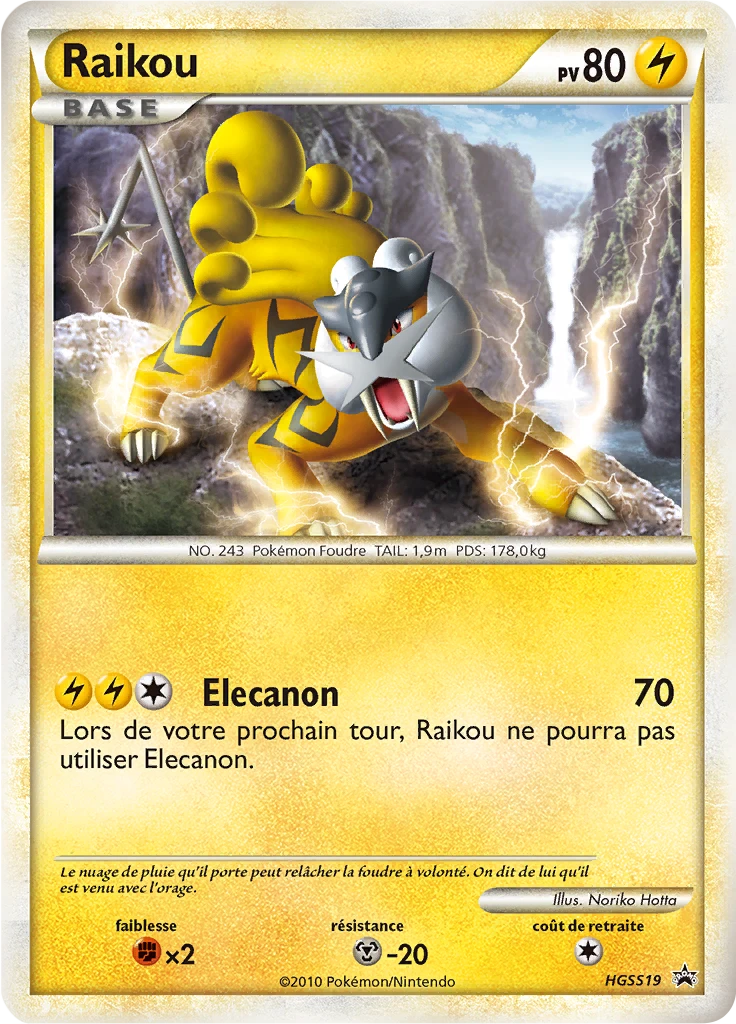 Carte Pokémon Raikou de l'extension Promo HGSS