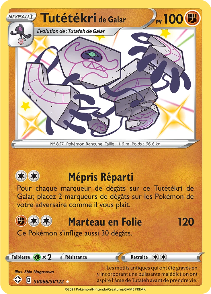 Carte Pokémon Tutétékri de Galar de l'extension Destinées Radieuses