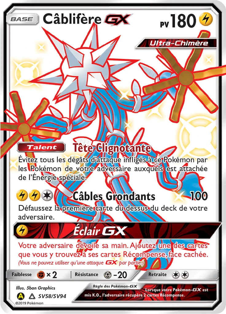 Carte Pokémon Câblifère-GX de l'extension Destinées Occultes