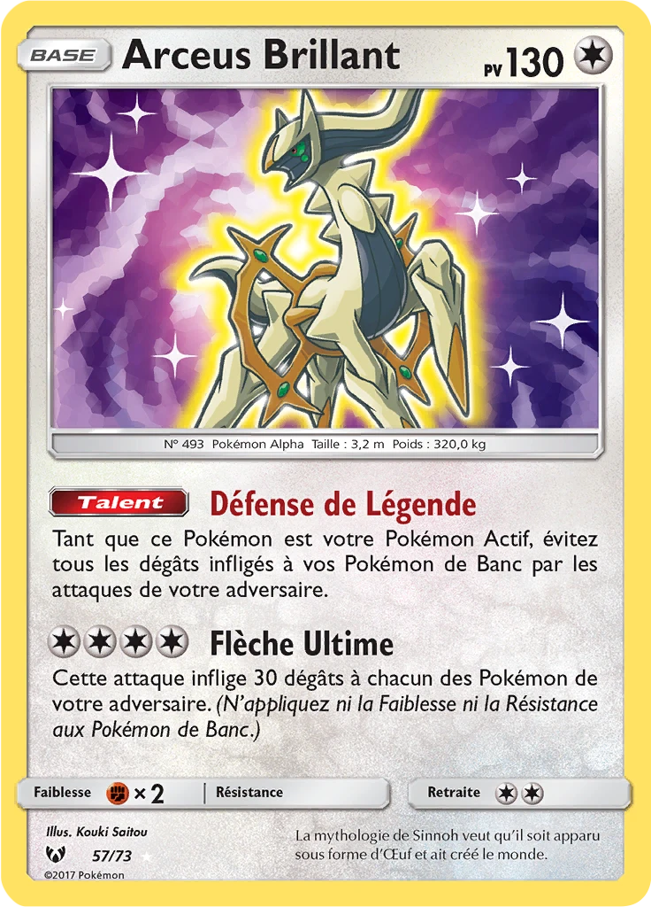 Carte Pokémon Arceus Brillant de l'extension Légendes Brillantes