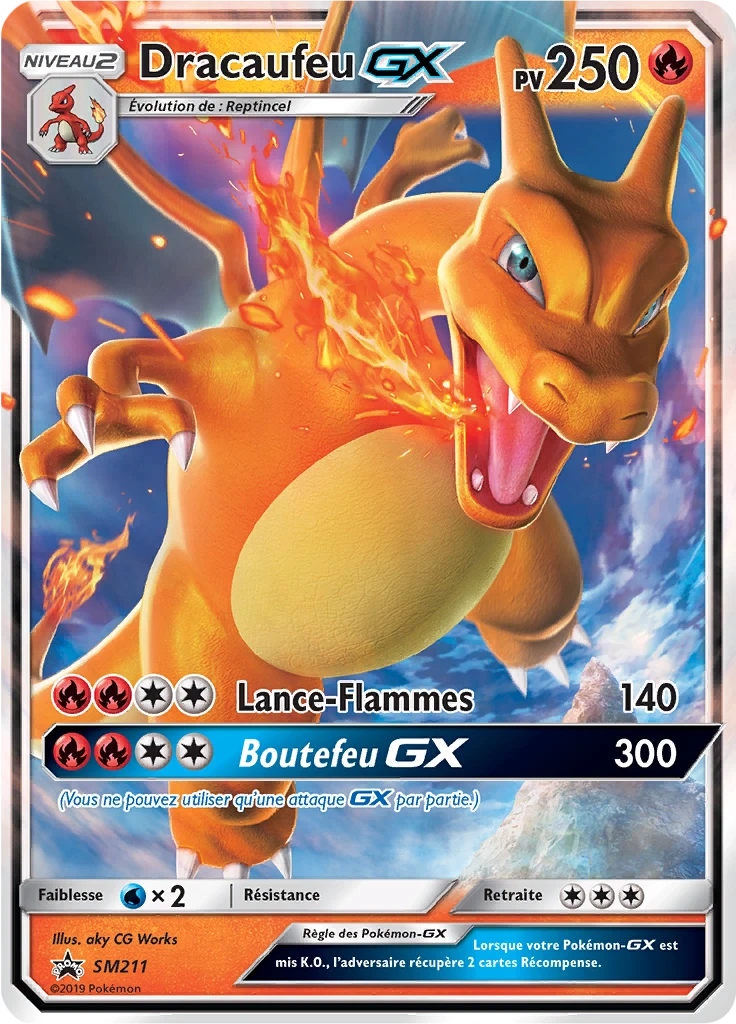 Carte Pokémon Dracaufeu GX de l'extension Promo SM