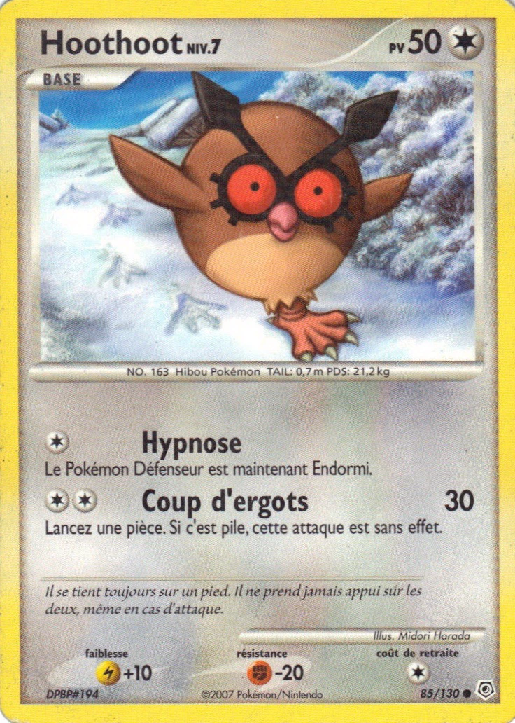 Carte Pokémon Hoothoot de l'extension Diamant & Perle