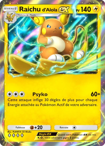 Carte Pokémon Raichu d'Alola-ex de l'extension Booster de Luxe ex