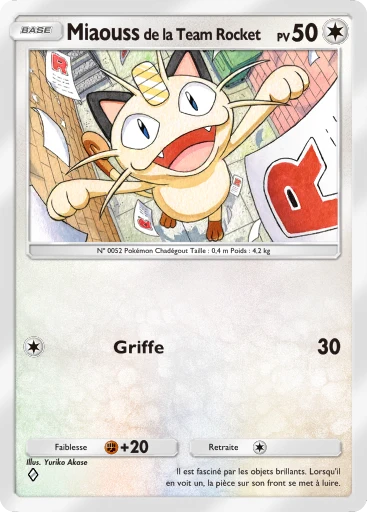 Carte Pokémon Miaouss de la Team Rocket de l'extension L'Ambition de la Team Rocket