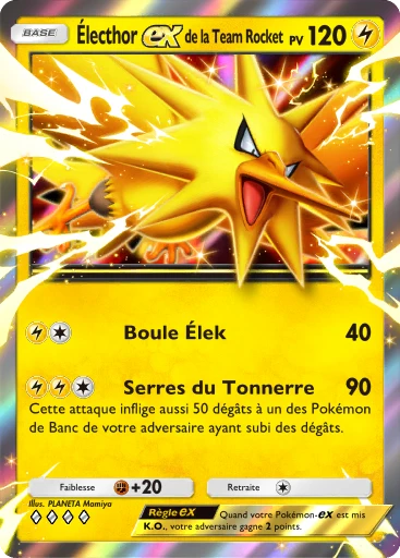 Carte Pokémon Électhor-ex de la Team Rocket de l'extension L'Ambition de la Team Rocket