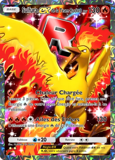 Carte Pokémon Sulfura-ex de la Team Rocket de l'extension L'Ambition de la Team Rocket