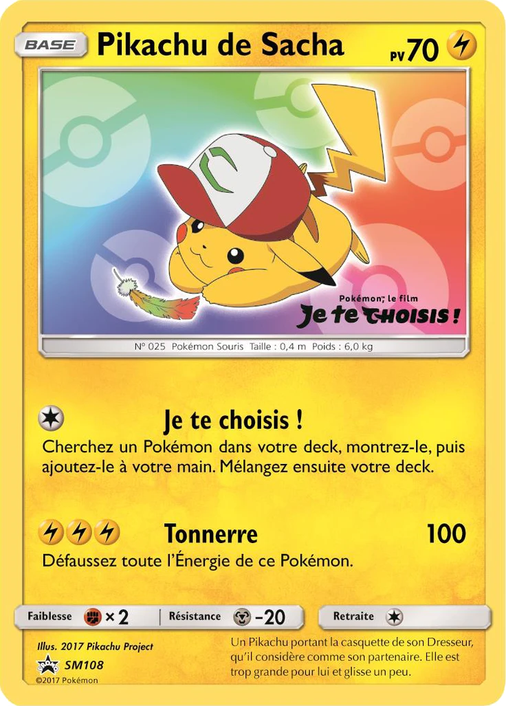 Carte Pokémon Pikachu de Sacha de l'extension Promo SM
