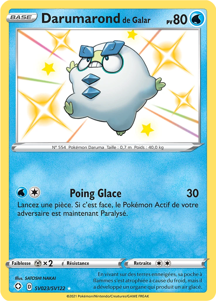 Carte Pokémon Darumarond de Galar de l'extension Destinées Radieuses