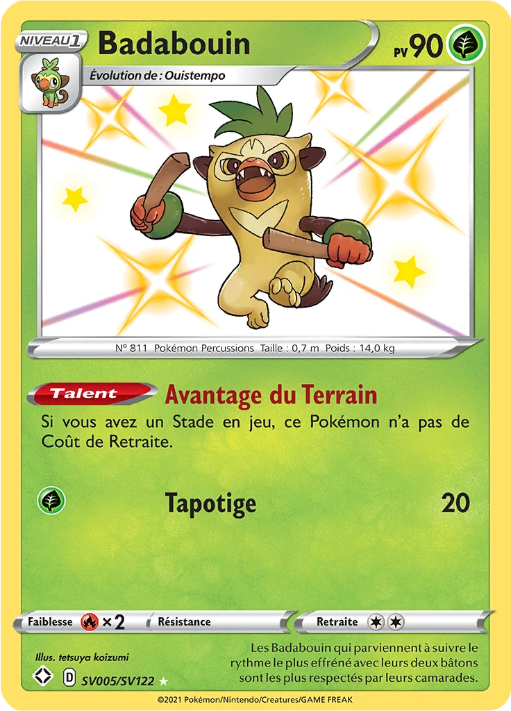 Carte Pokémon Badabouin de l'extension Destinées Radieuses