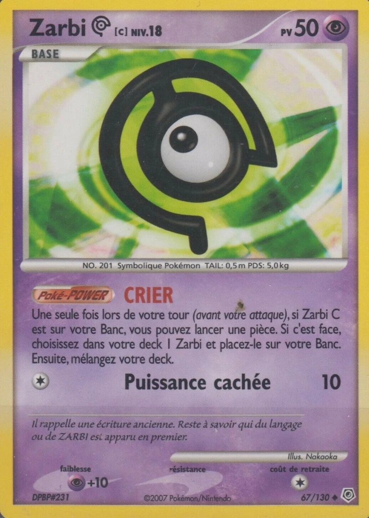Carte Pokémon Zarbi C de l'extension Diamant & Perle