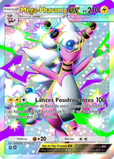 Carte Pokémon Méga-Pharamp-ex de l'extension Jours Heureux