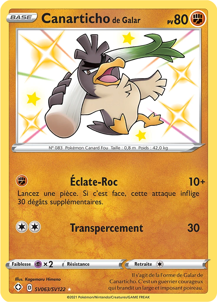 Carte Pokémon Canarticho de Galar de l'extension Destinées Radieuses
