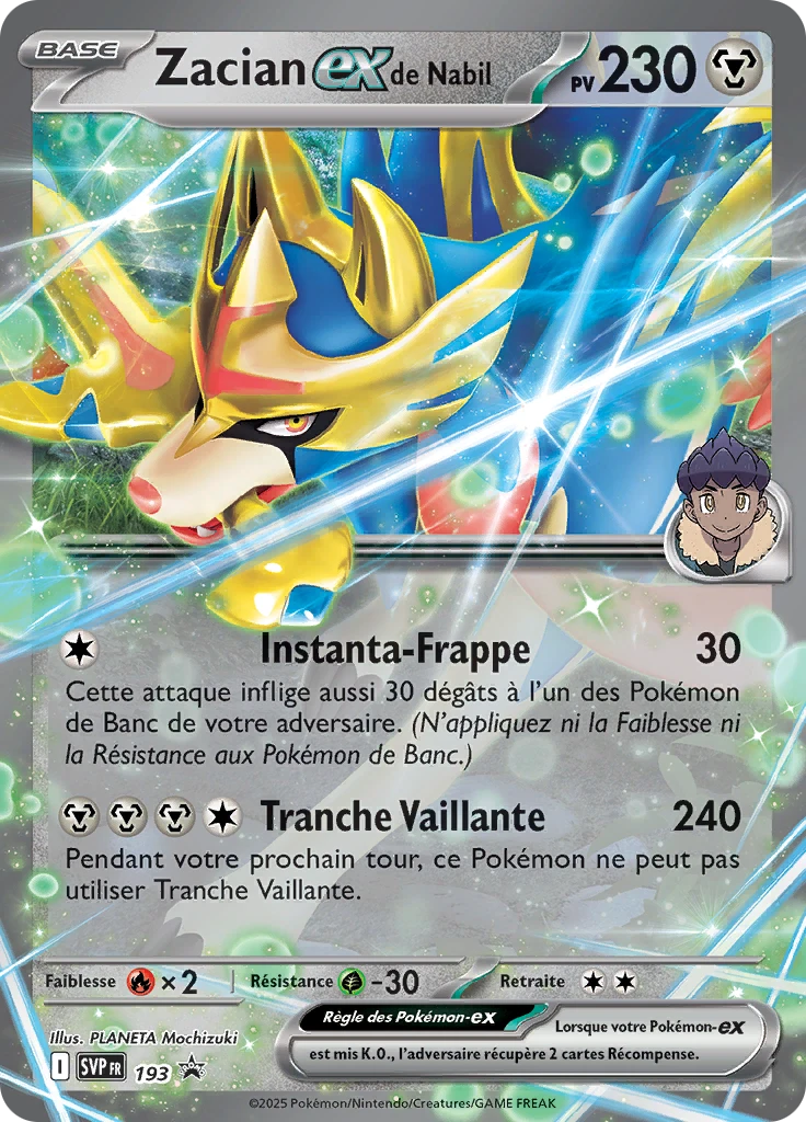 Carte Pokémon Zacian-ex de Nabil de l'extension SVP Black Star Promos